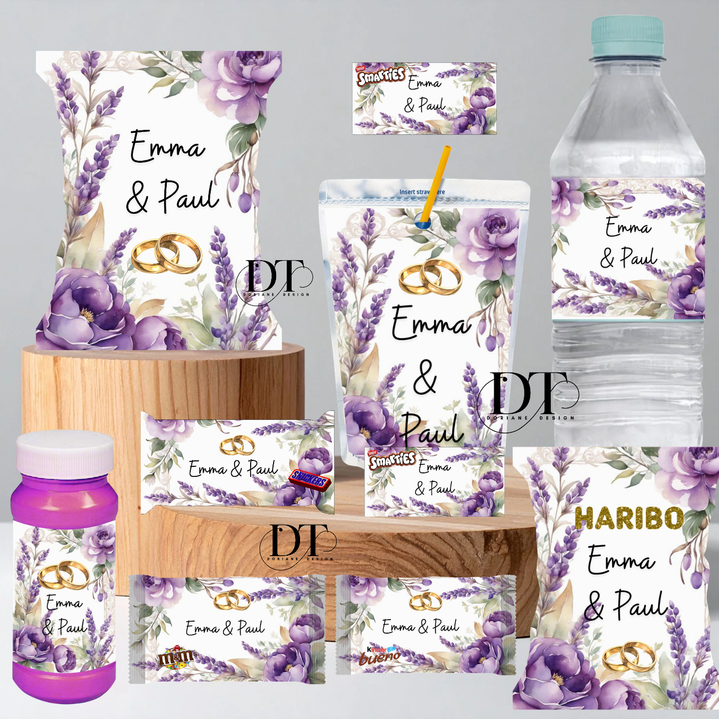 Emballages Bonbons et chocolat mariage lavande floral violet