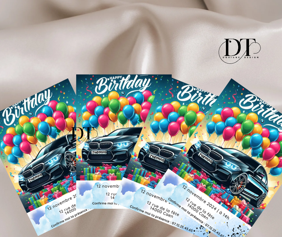Invitation anniversaire BMW voiture