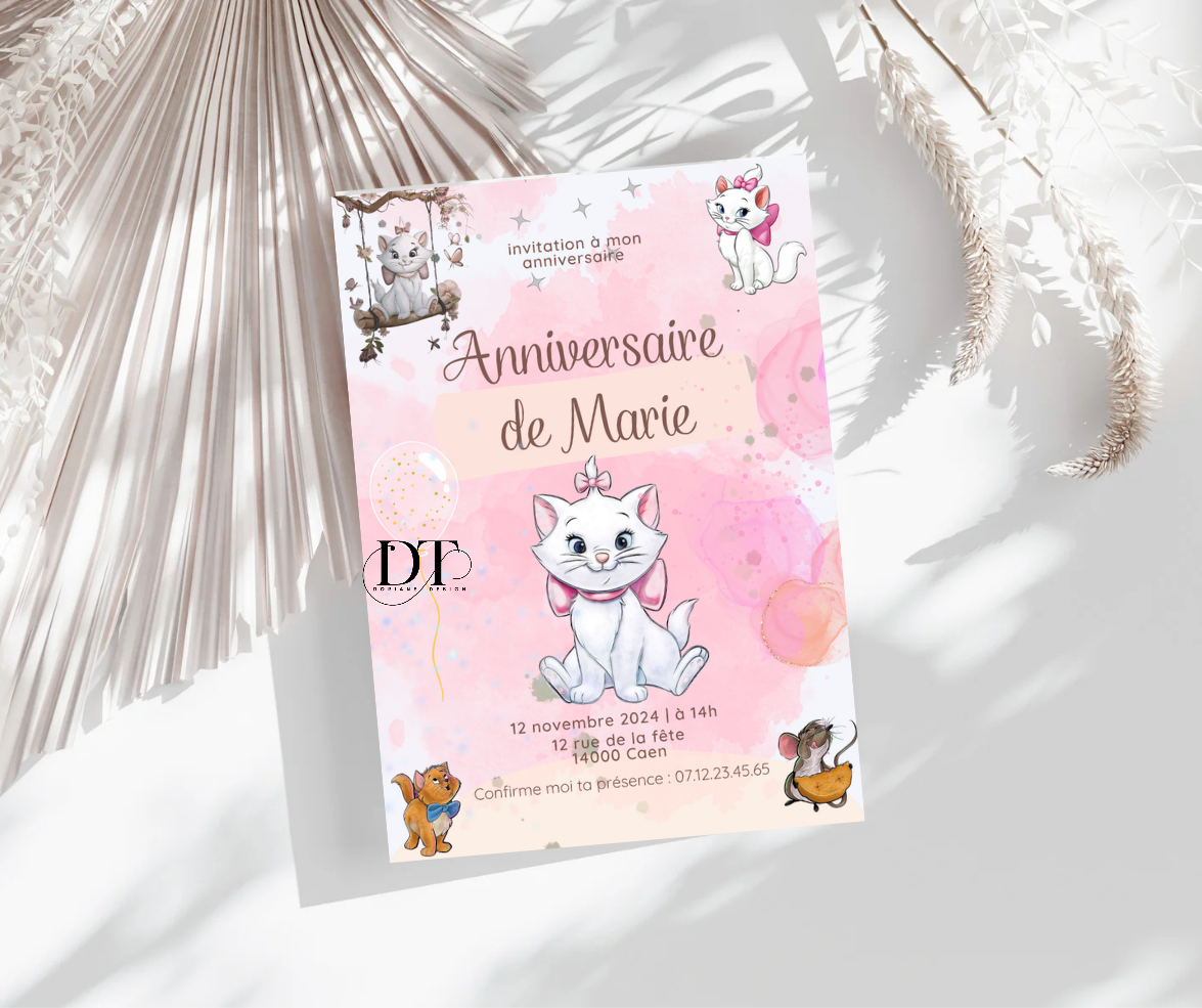 Invitation anniversaire Marie Aristochat