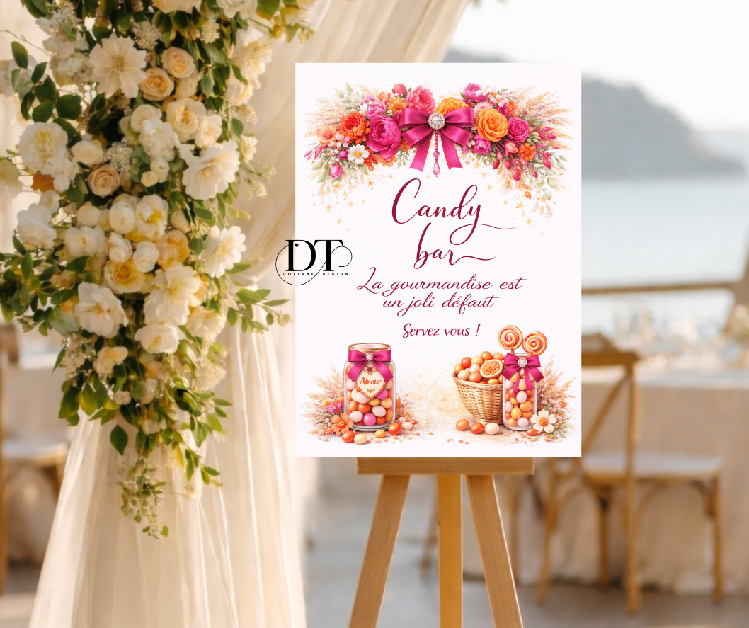 Panneau Mariage Bar à bonbons affiche bapteme bonbons décoration mariage