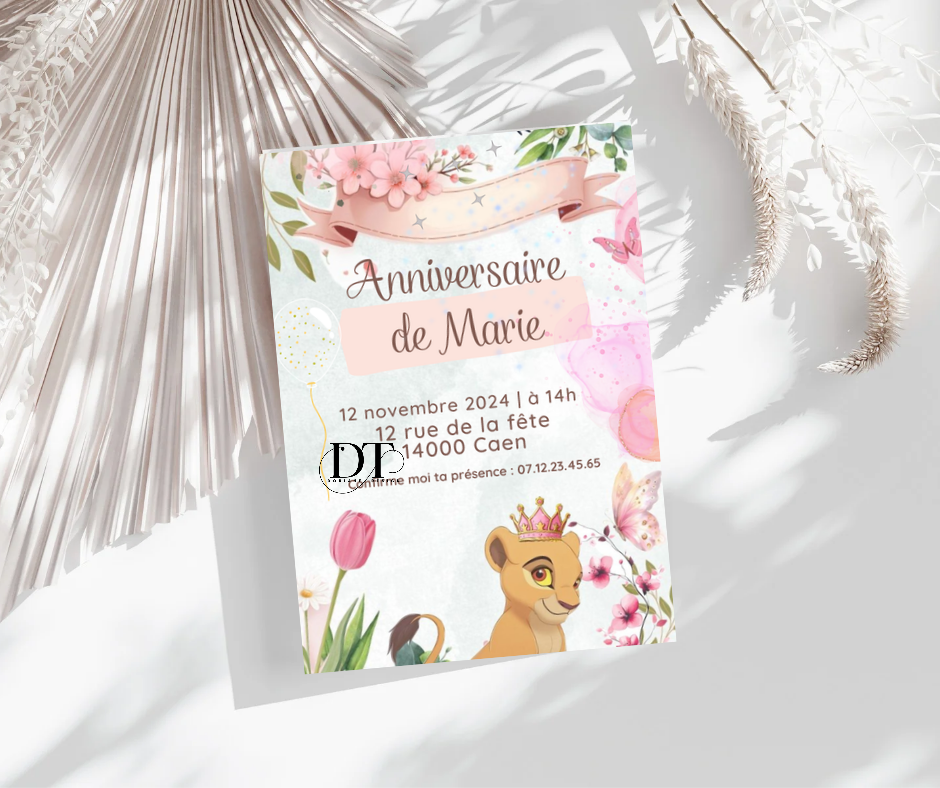 Invitation anniversaire Roi lion Nala