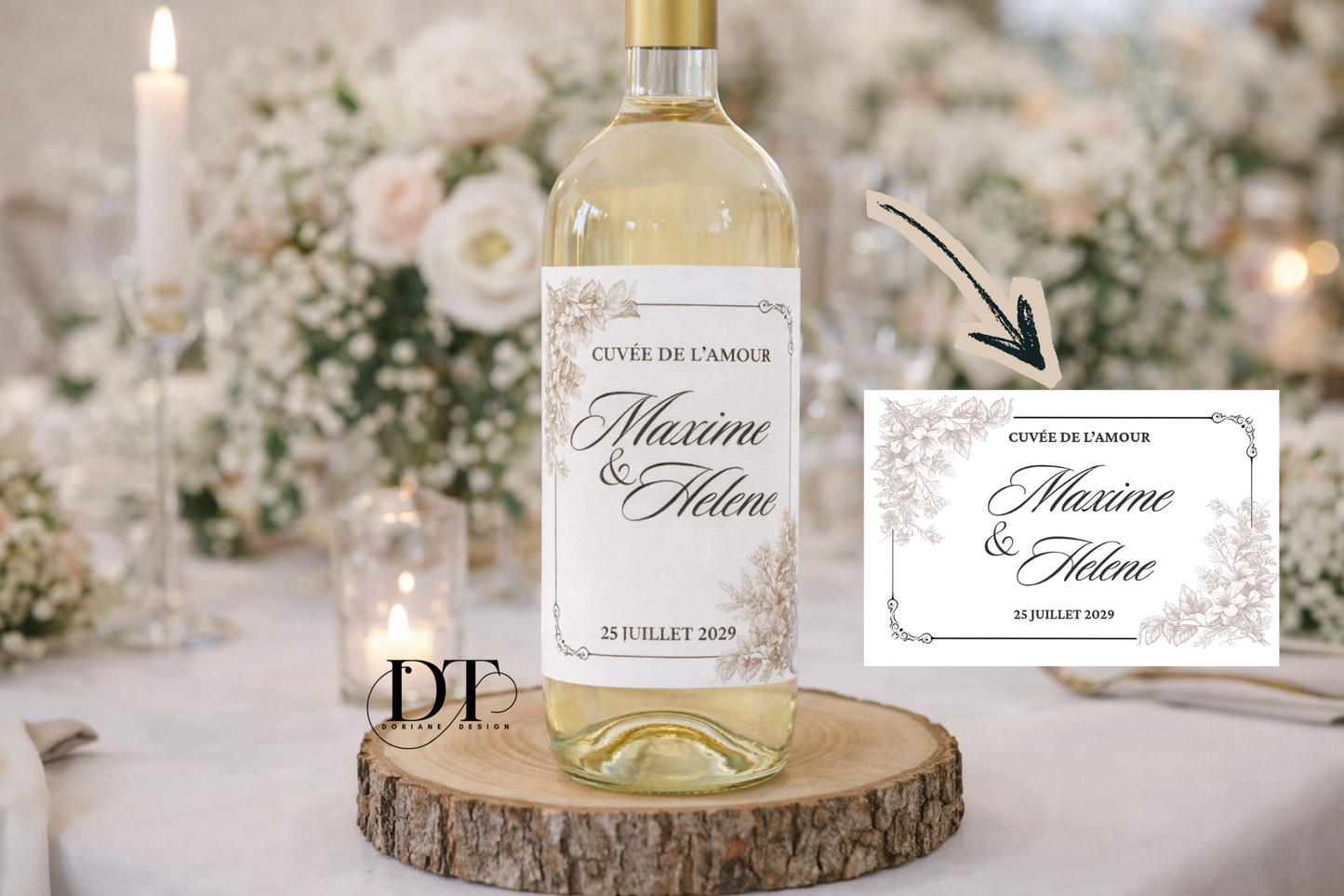 Etiquette bouteille personnalisé minimaliste ornement