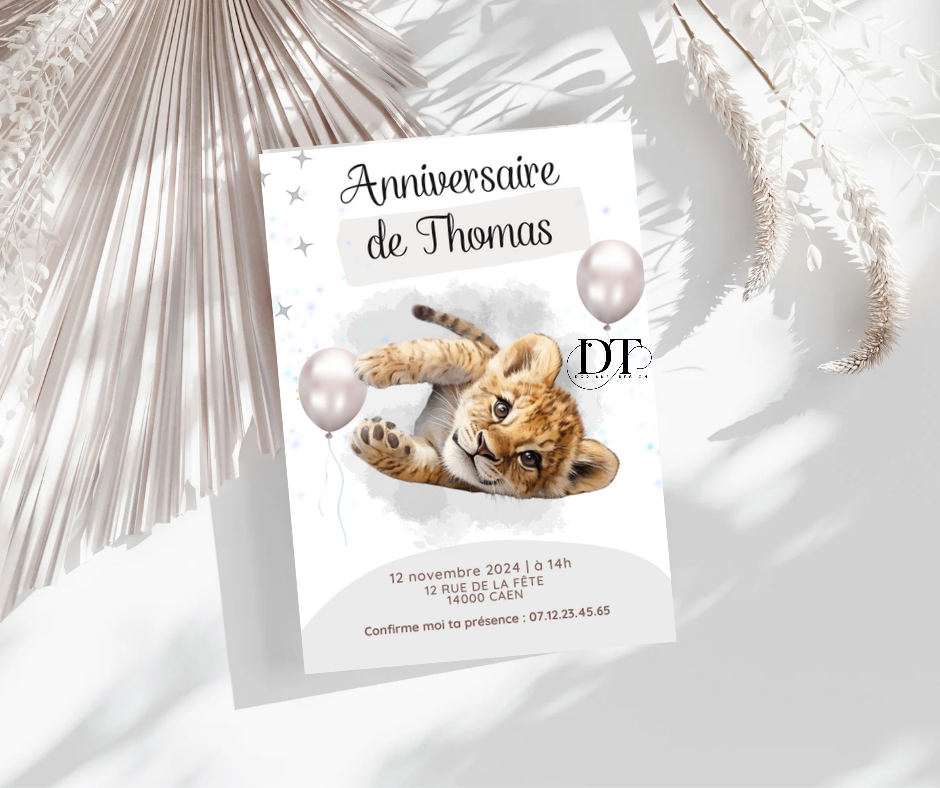 Invitation anniversaire Animal lionceau