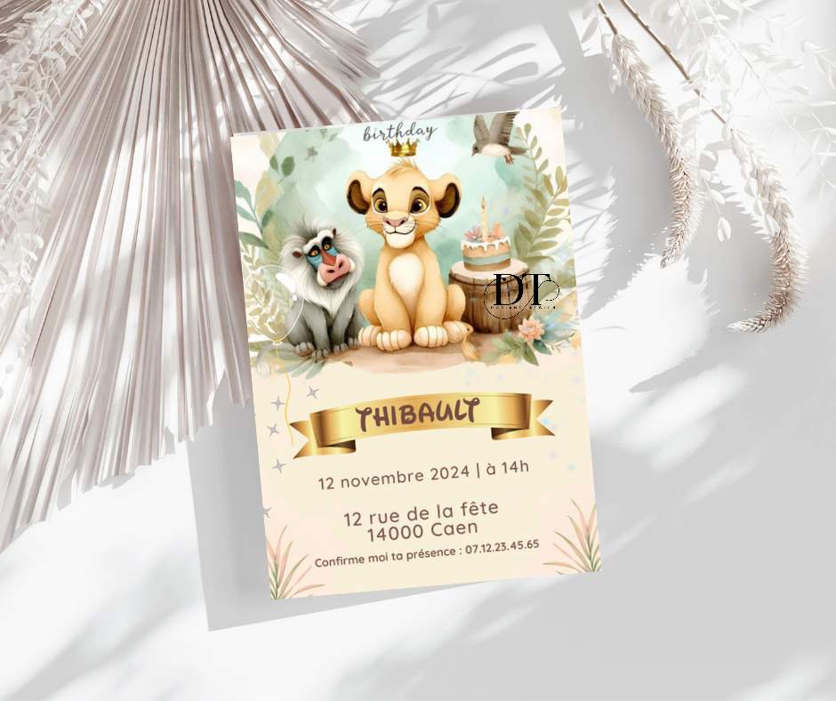 Invitation anniversaire Roi lion Simba
