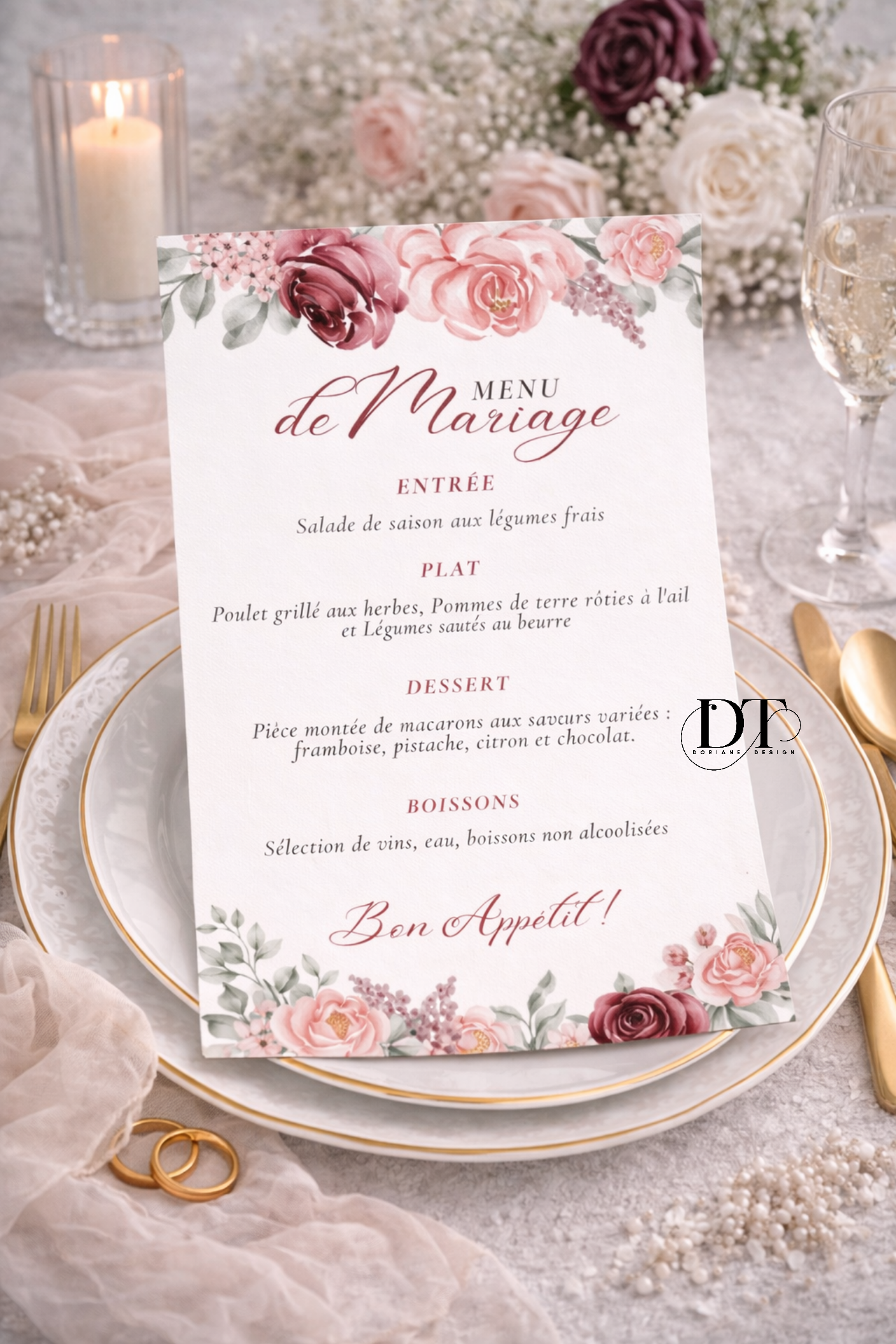 Menu mariage floral