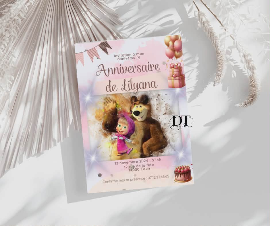 Invitation anniversaire Masha et Michka