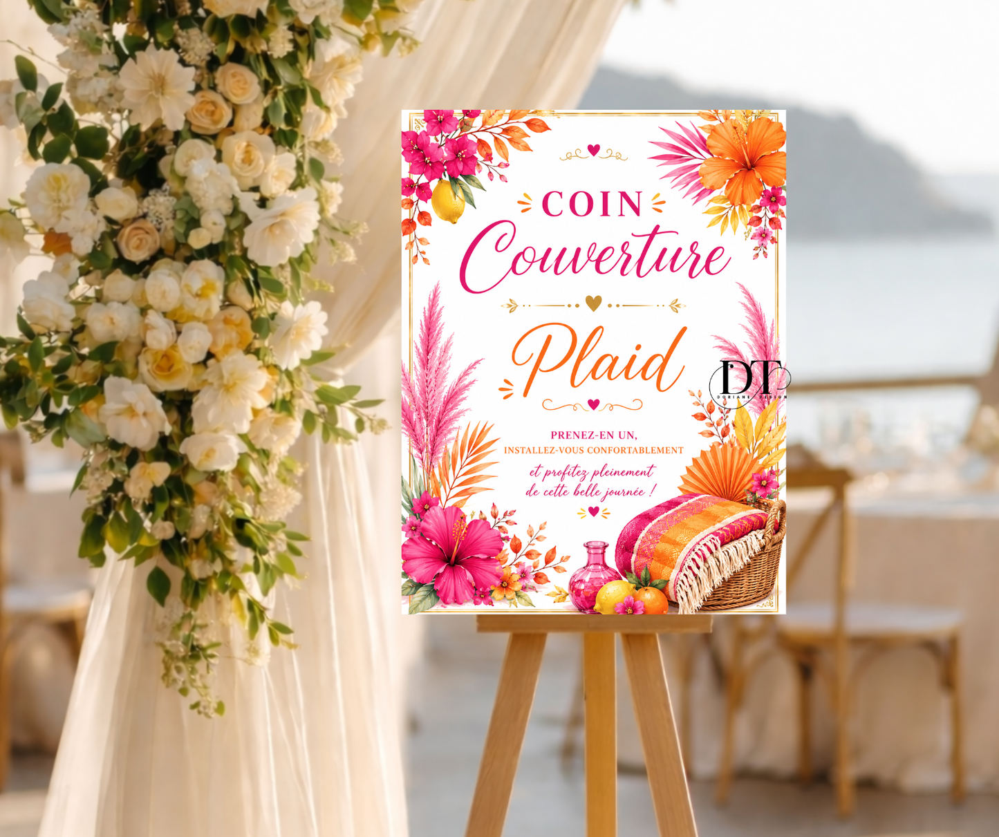 Panneau coin plaid / couvertures affiche personnalisée plaid mariage , anniversaire,  baptême