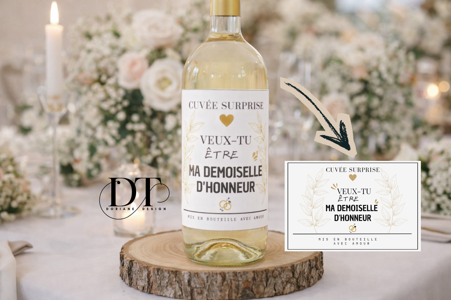 Etiquette bouteille " veux tu être ma demoiselle d'honneur "