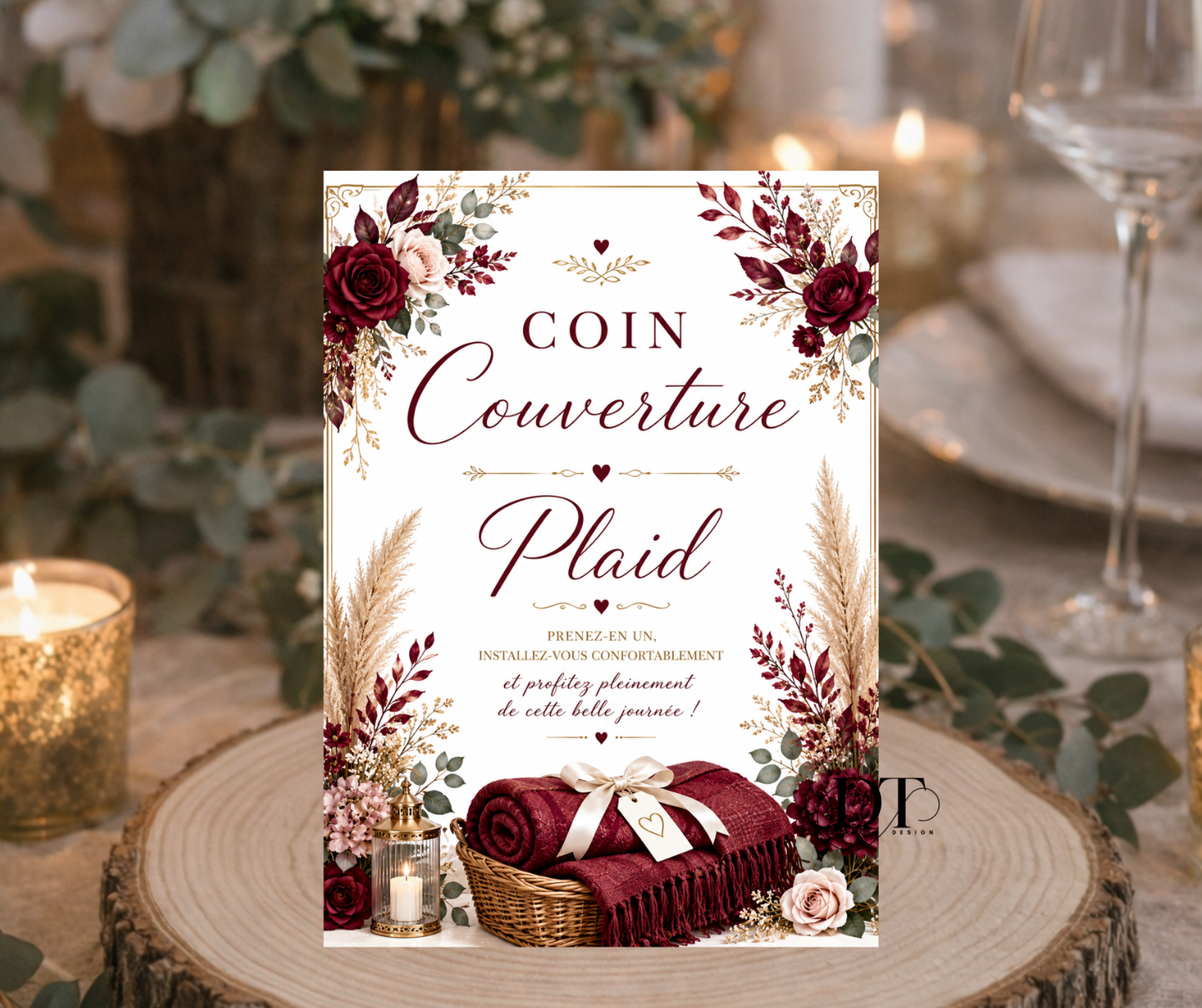 Panneau coin plaid / couvertures affiche personnalisée plaid mariage , anniversaire,  baptême