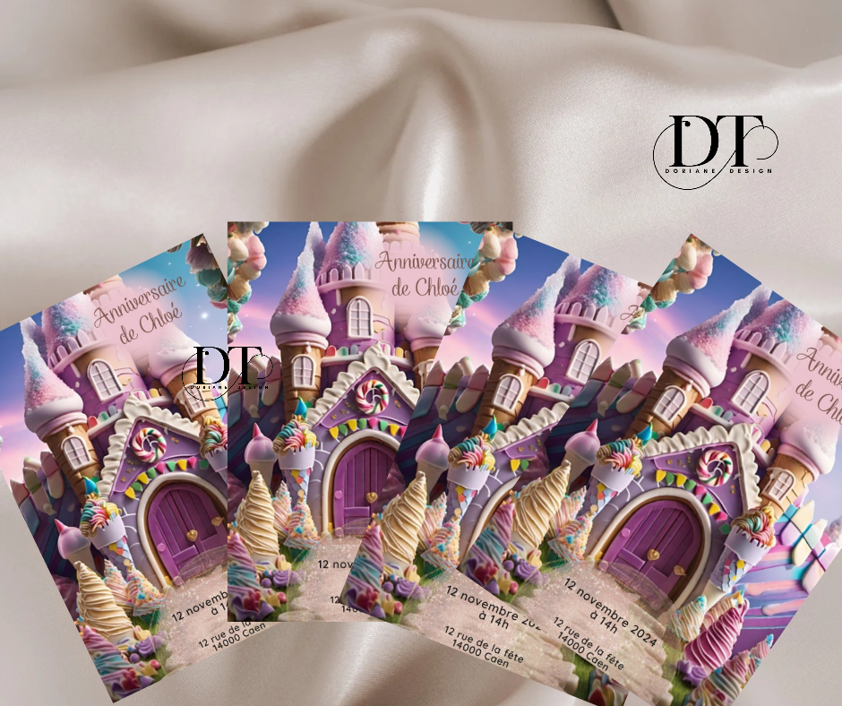 Invitation anniversaire château de princesse