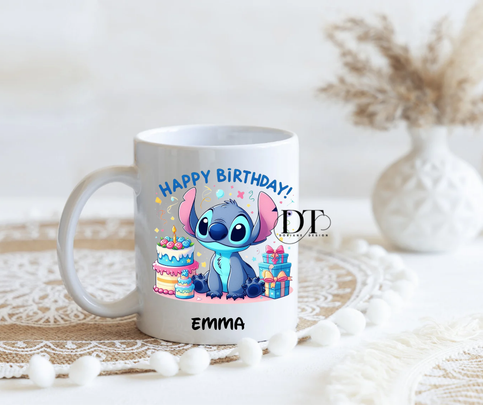Mug personnalisé Anniversaire Stitch happy birthday