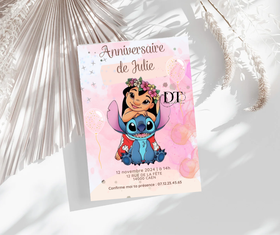 Invitation anniversaire Lilo et Stitch