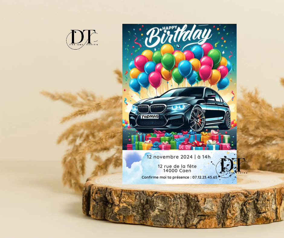 Invitation anniversaire BMW voiture