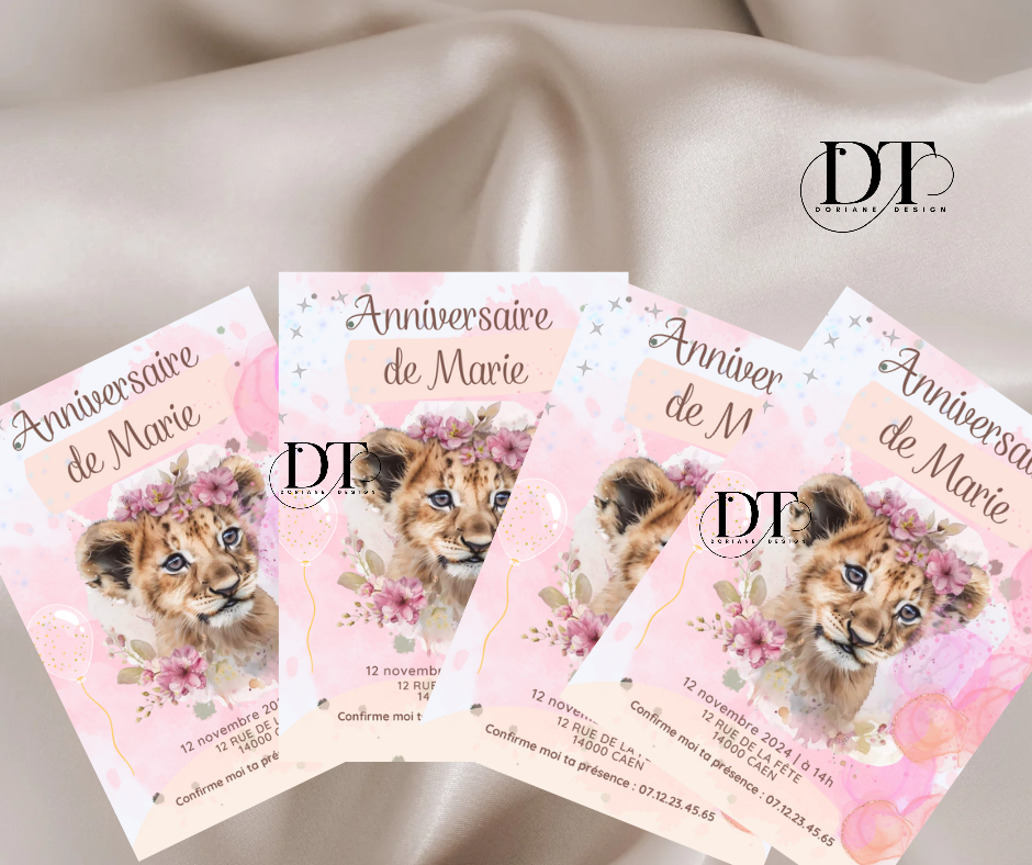 Invitation anniversaire Animal lionceau