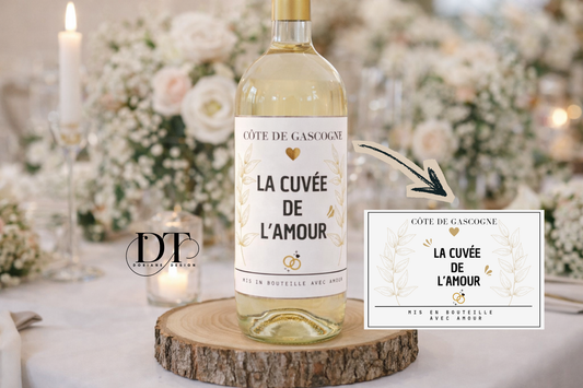 Etiquette bouteille personnalisé cuvée de l’amour 💍