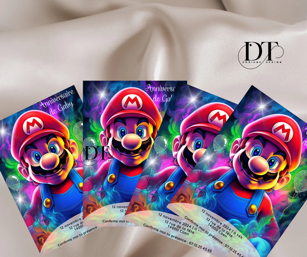 Invitation anniversaire Mario