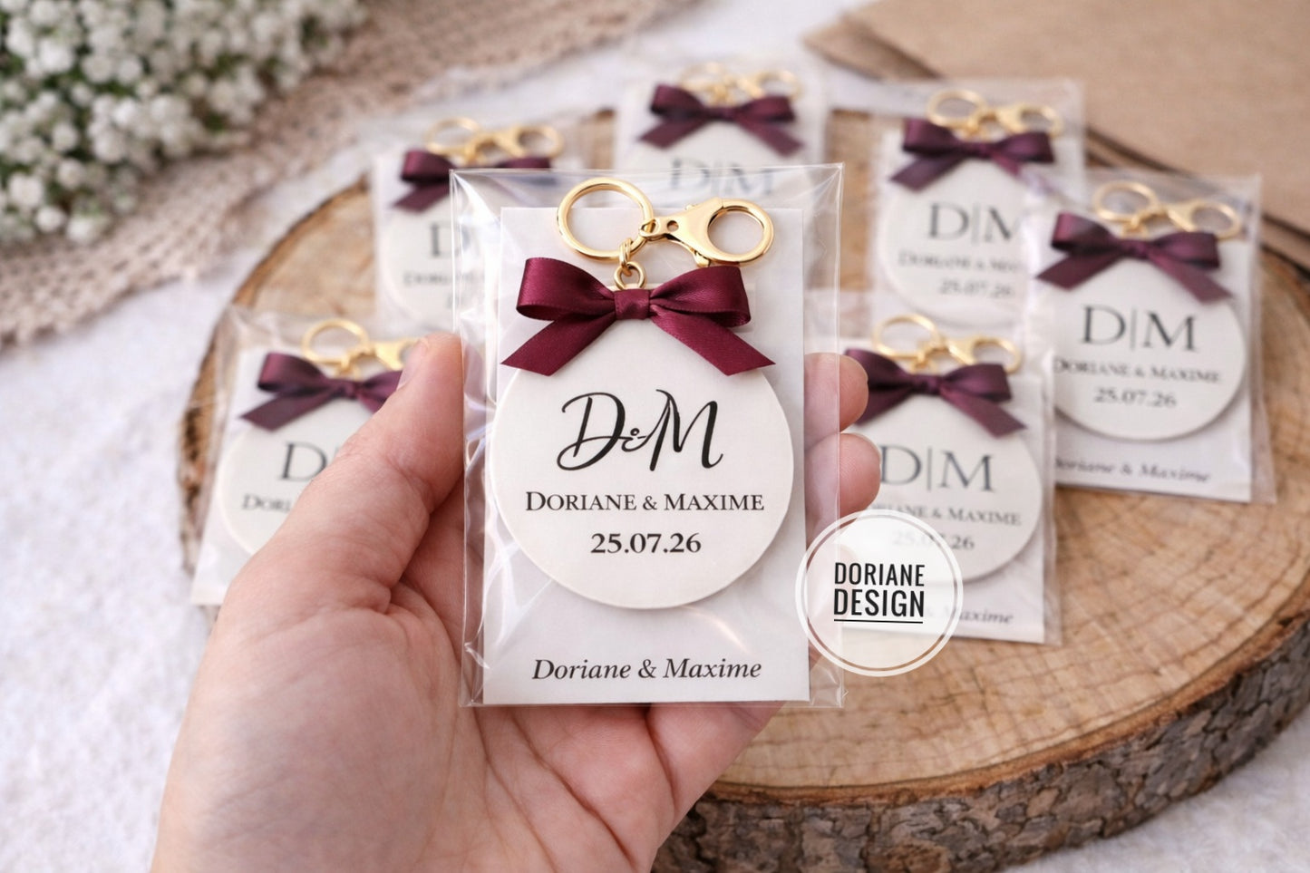 Porte-clé mariage personnalisé | Cadeau invités mariage  Porte clé avec prénoms et date | Cadeau témoin invité | Souvenir mariage chic Cadeau invité bapteme , anniversaire.. porte clé initial