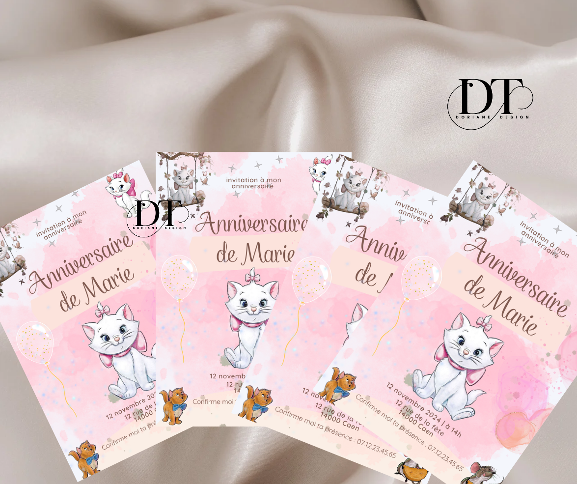Invitation anniversaire Marie Aristochat