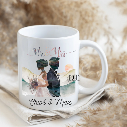 Mug mariage silhouette mariés Mr & Mrs
