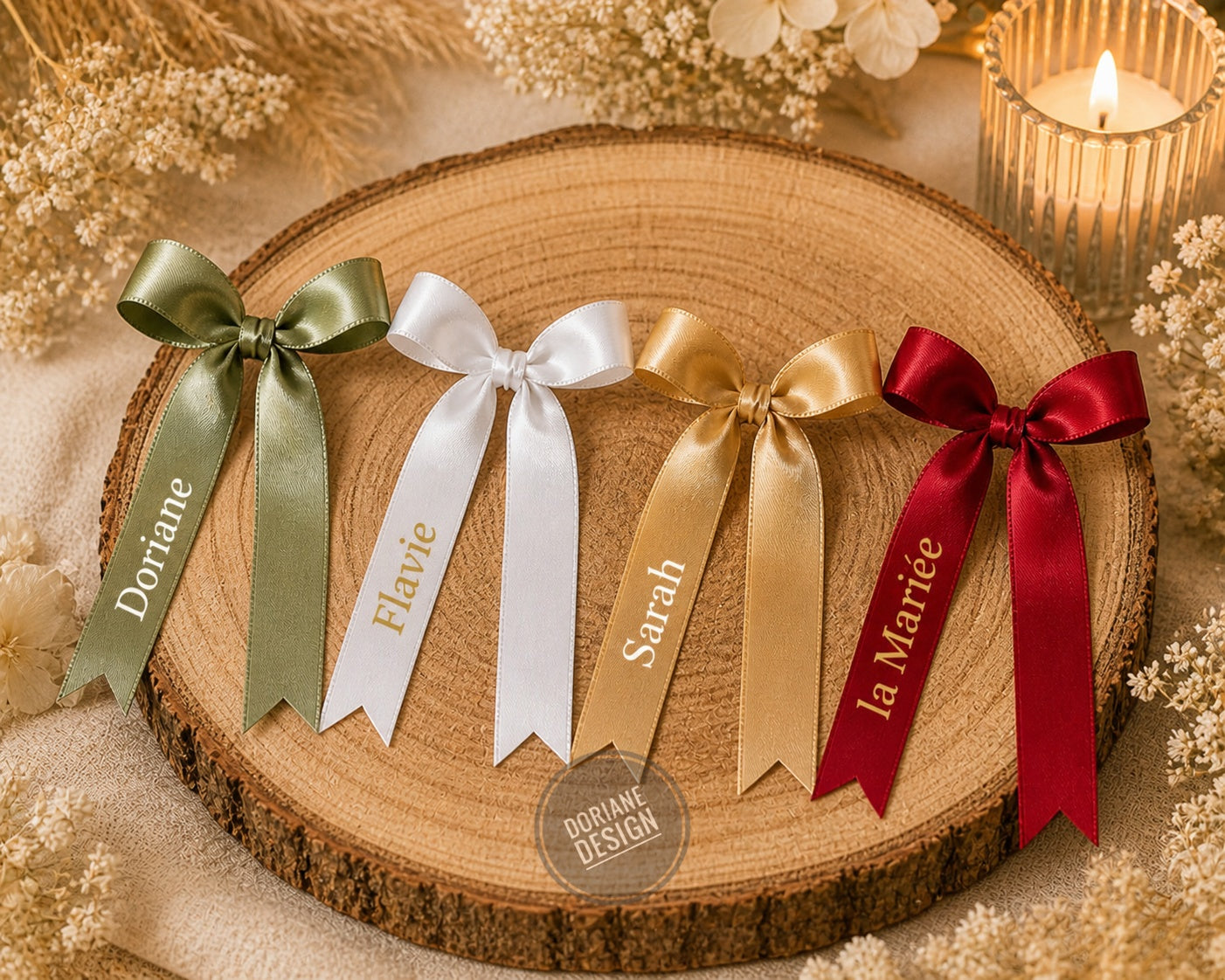 Ruban personnalisé prenoms marque place ruban personnalisable mariage , baptême,  communions,  anniversaire