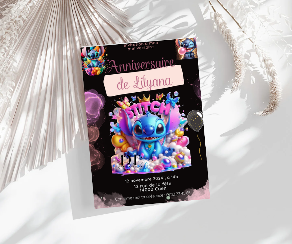 Invitation anniversaire Stitch Cartes anniversaire Stitch