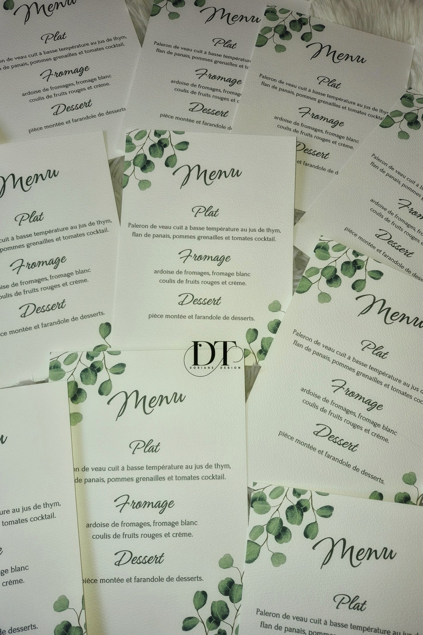 Menu mariage Champêtre Eucalyptus & Élégance