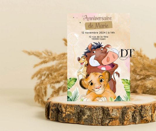 Invitation anniversaire Roi lion simba