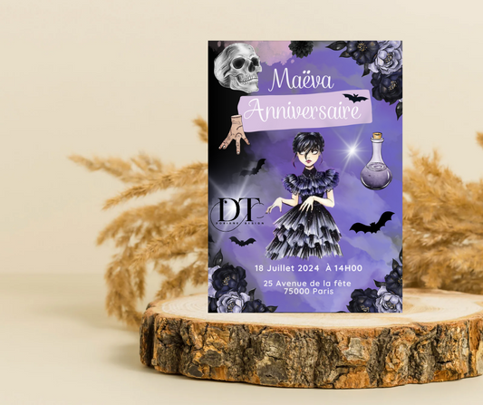 Invitation anniversaire Mercredi Addams Wednesday