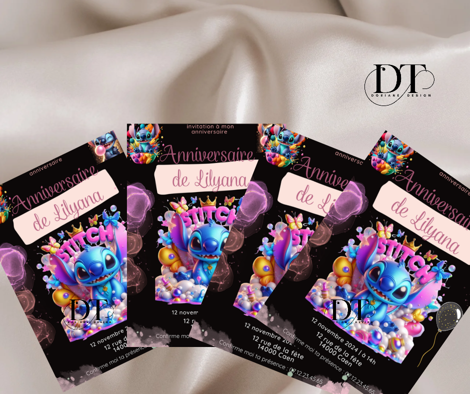Invitation anniversaire Stitch Cartes anniversaire Stitch