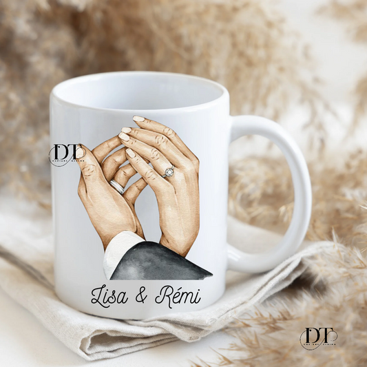 Mug mariage couple Mains Alliances