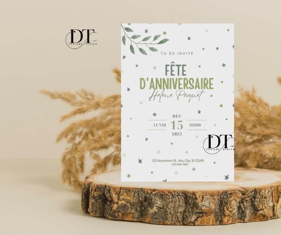 Invitation anniversaire feuillages