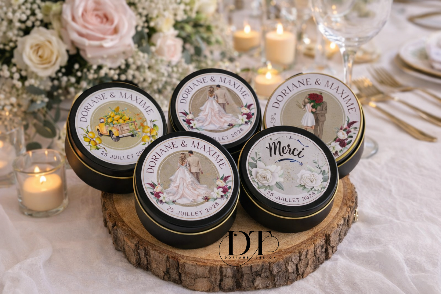 Fondants parfumés personnalisés – Cadeaux invités mariage fondants dans jolie boîte