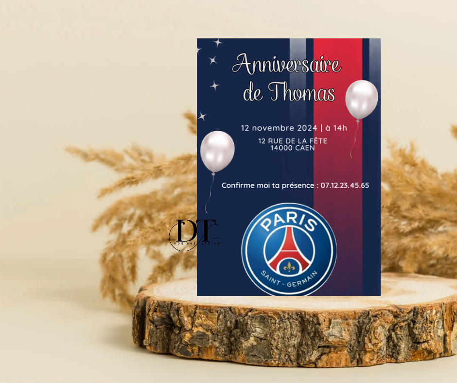 Invitation anniversaire PSG carte anniversaire Paris Saint Germain