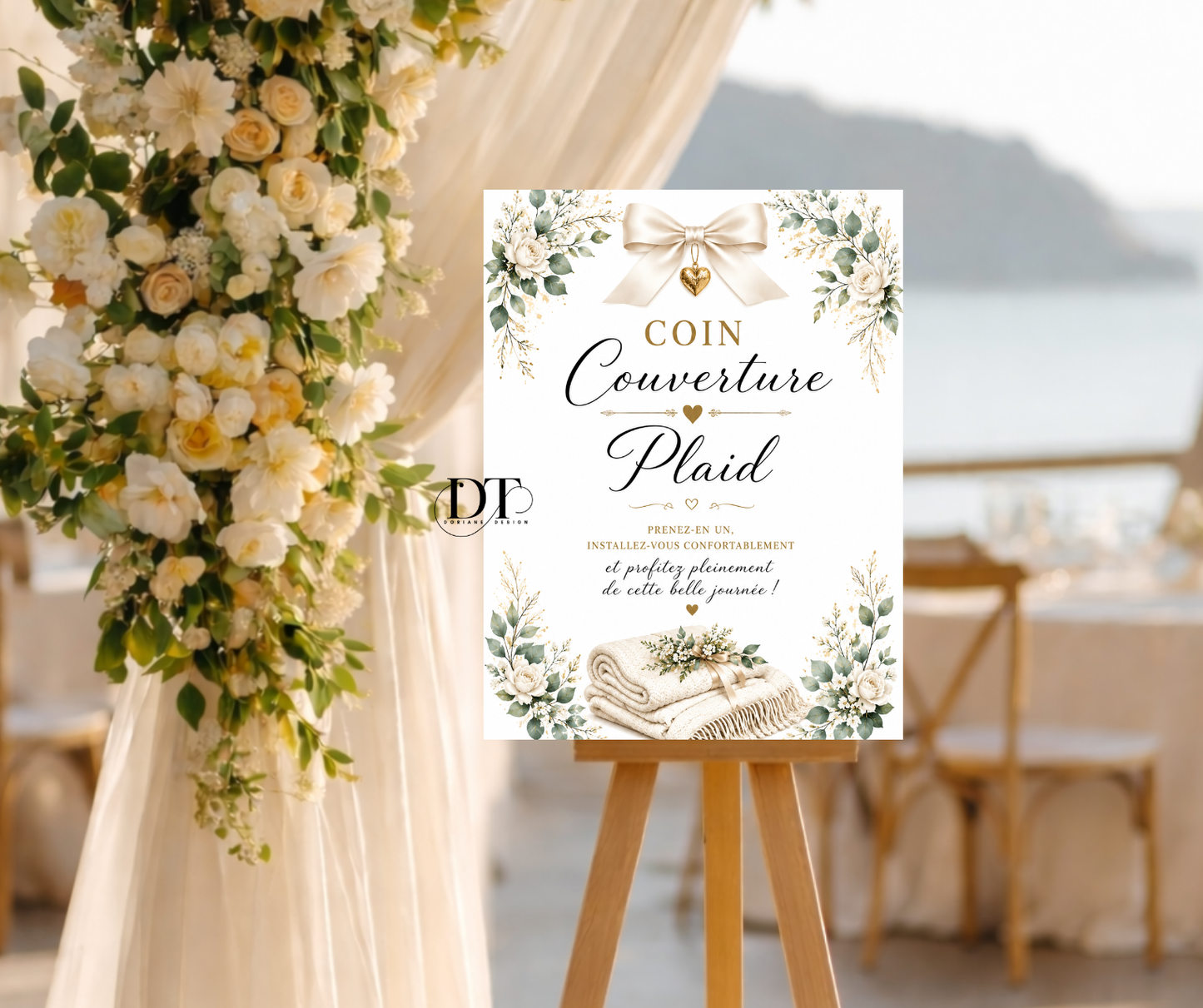 Panneau coin plaid / couvertures affiche personnalisée plaid mariage , anniversaire,  baptême