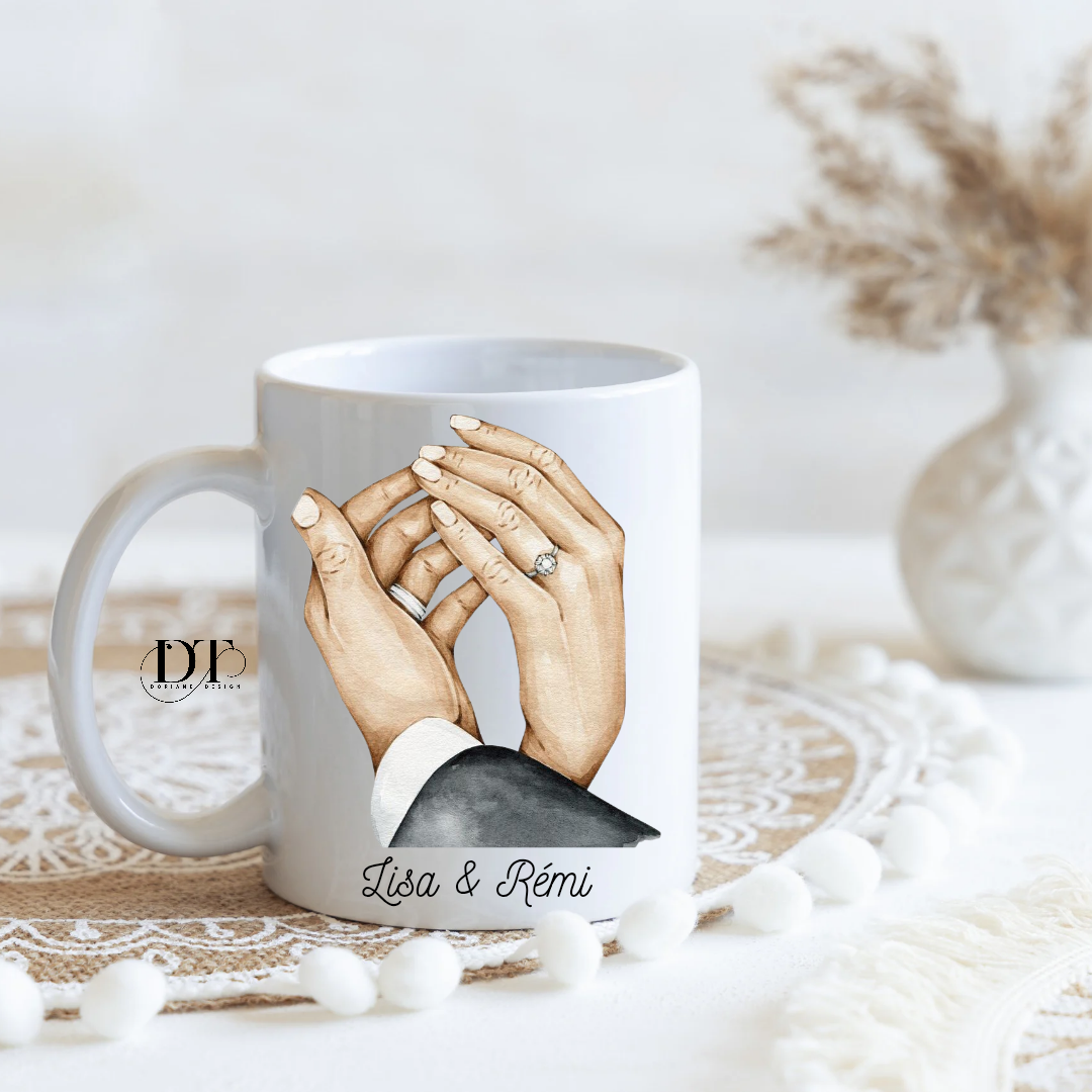 Mug mariage couple Mains Alliances