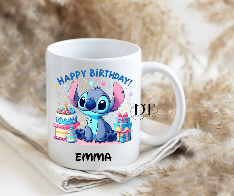 Mug personnalisé Anniversaire Stitch happy birthday