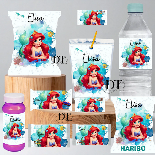 Emballages personnalisés bonbons et chocolats Ariel la petite sirène
