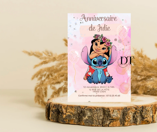Invitation anniversaire Lilo et Stitch