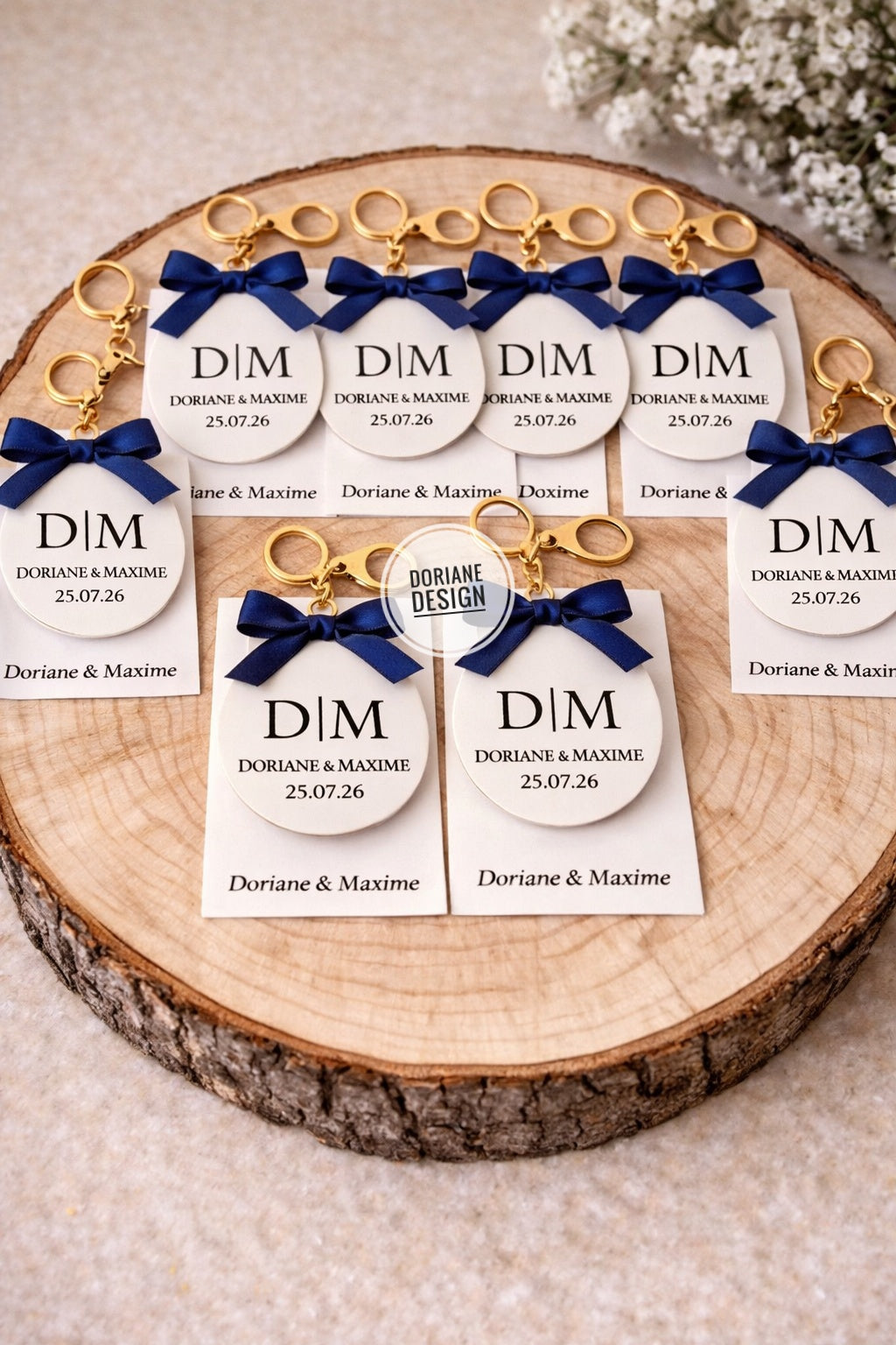 Porte-clé mariage personnalisé | Cadeau invités mariage  Porte clé avec prénoms et date | Cadeau témoin invité | Souvenir mariage chic Cadeau invité bapteme , anniversaire.. porte clé initial