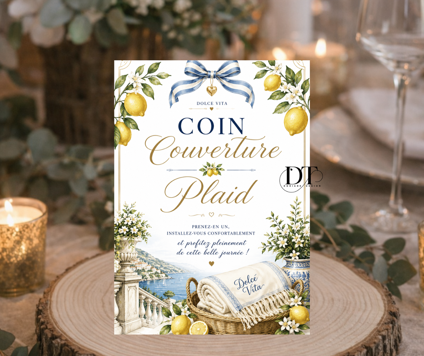 Panneau coin plaid / couvertures affiche personnalisée plaid mariage , anniversaire,  baptême