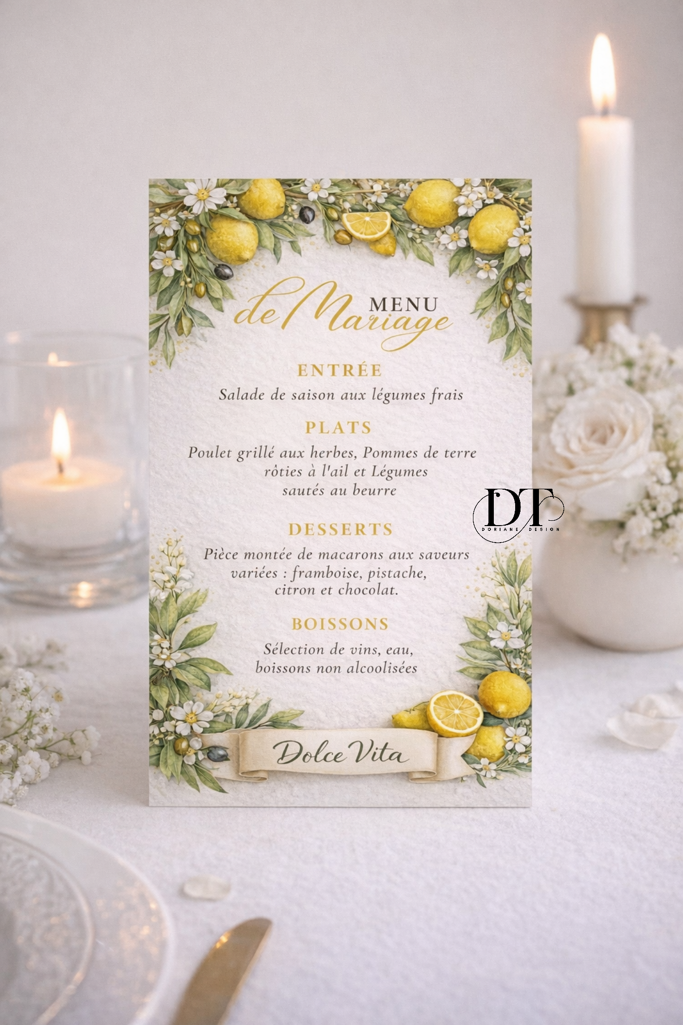 Menu mariage Dolce vita Citrons 🍋