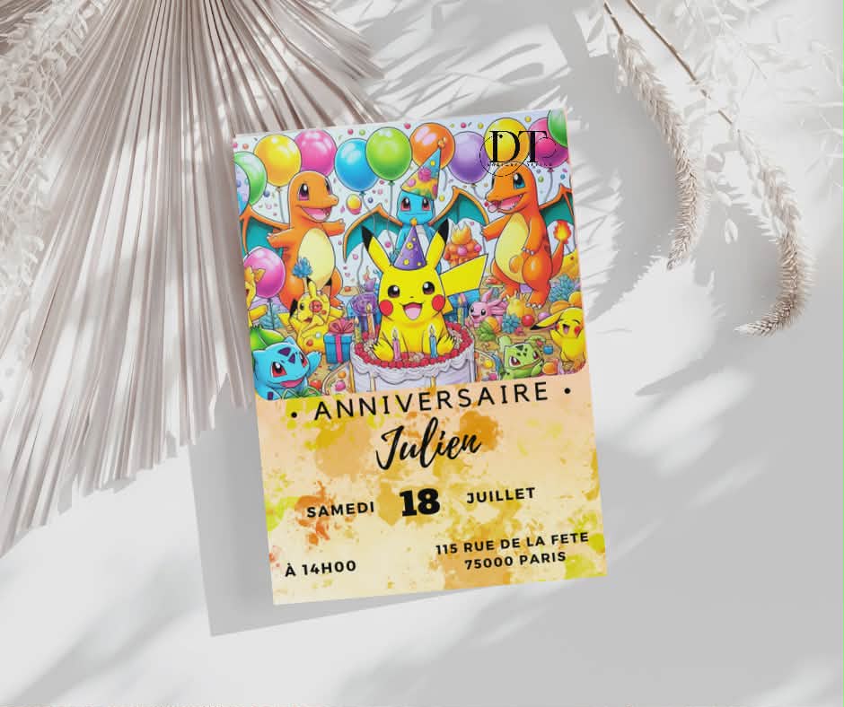 Invitation anniversaire Pokemon