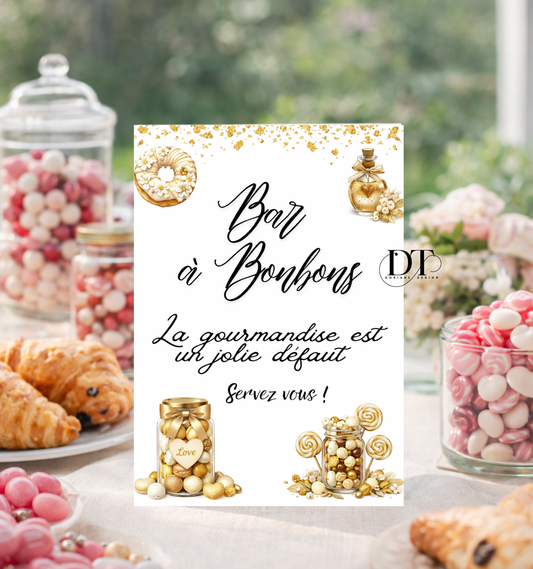 Panneau Mariage Bar à bonbons affiche bapteme bonbons décoration mariage