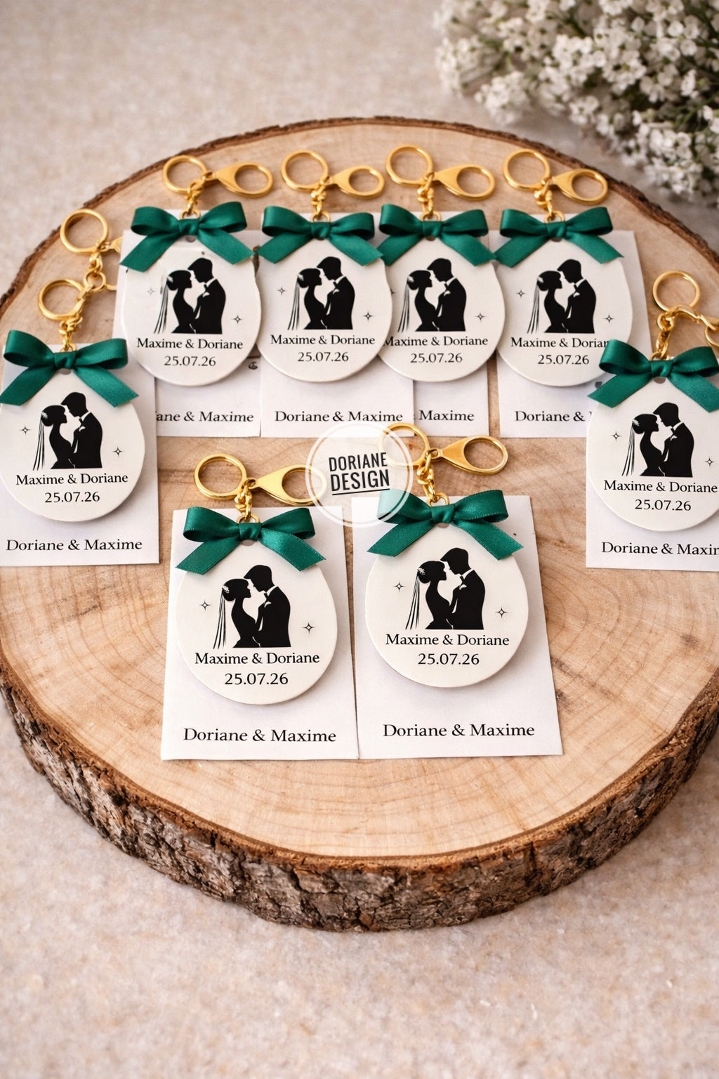 Porte-clé mariage personnalisé | Cadeau invités mariage  Porte clé avec prénoms et date | Cadeau témoin invité | Souvenir mariage chic Cadeau invité bapteme , anniversaire.. porte clé initial