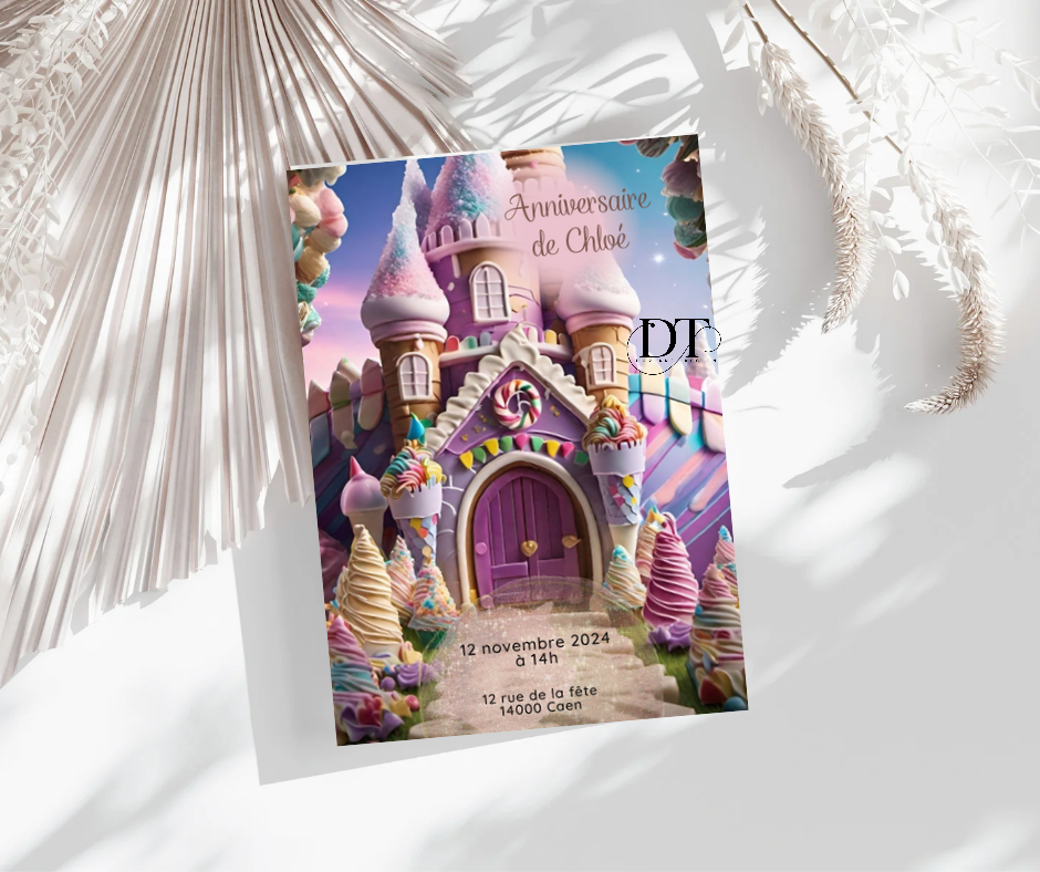 Invitation anniversaire château de princesse