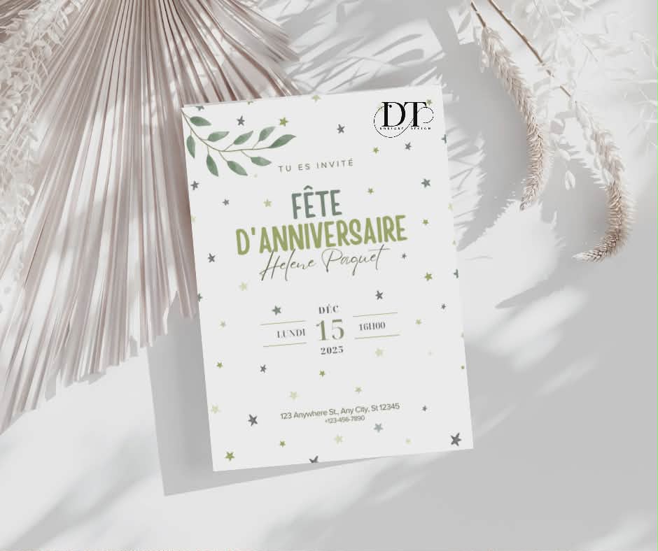 Invitation anniversaire feuillages
