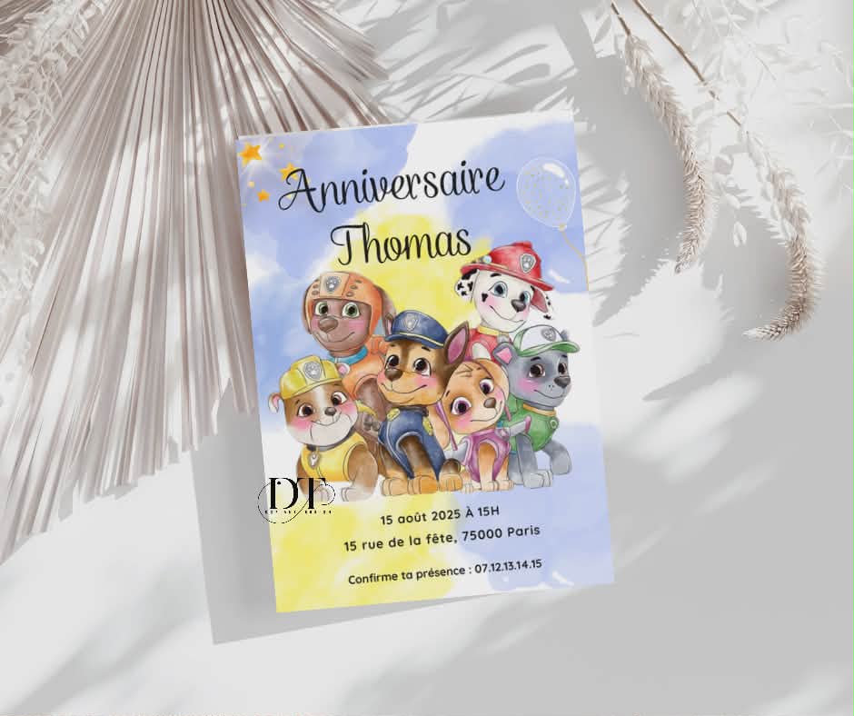 Invitation anniversaire Patpatrouille