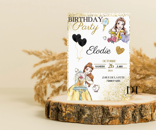 Invitation anniversaire Princesse Belle