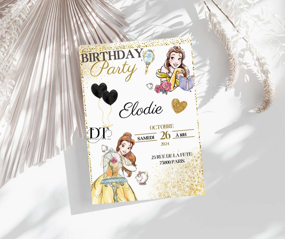 Invitation anniversaire Princesse Belle