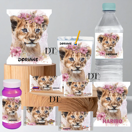 Emballages personnalisés bonbons et chocolats Tigre et fleurs